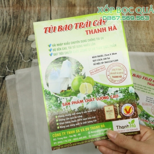 Túi vải bọc bưởi thương hiệu Thanh Hà chất lượng cao kích thước 25x30cm